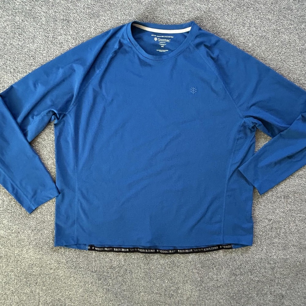 Coolibar Swim Shirt Mens 2XL Blue Hightide Long Sleeve Rash Guard UPF 50+